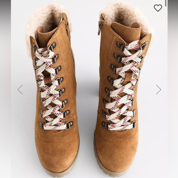 Crevo LEATHER suede fleece lace up combat boots bootie - Picture 5 of 5